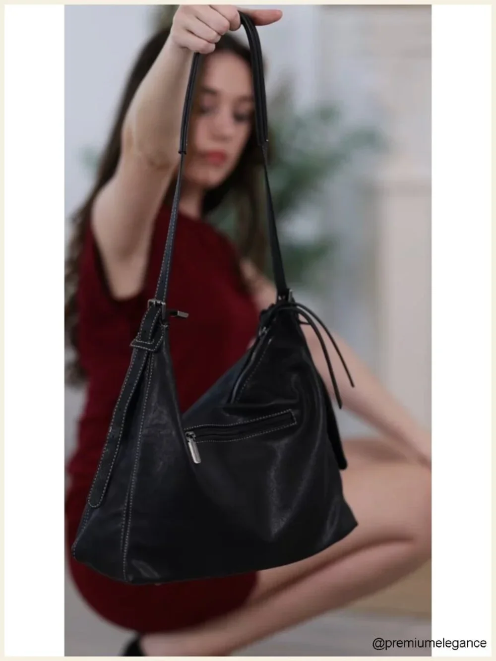 Ultra Soft Vegan Leather Slouchy Hobo Bag Crossbody Purse with Zipper